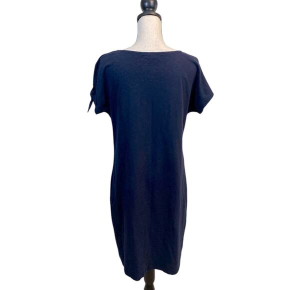 Talbots Nantucket Slub Knit Embroidered Shift Dress Navy Size LP - Picture 3 of 9